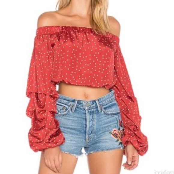 Lovers + Friends Tops - Lovers + Friends / Red Off Shoulder Star Blouse